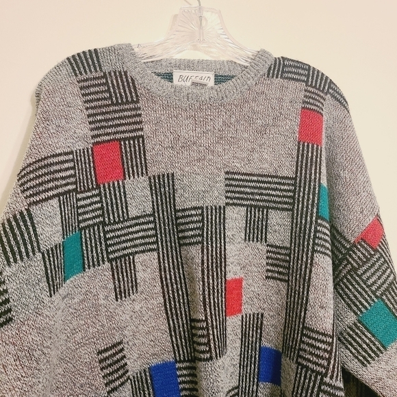 Buffalo | Men's Vintage Multi-Colored Geometric Print Crewneck Sweater (Size 2X) - Picture 3 of 10